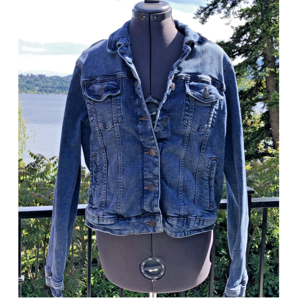 Size XL Denver Hayes Womens Denim Crop Jean Jacket Classic 4 Pockets BD